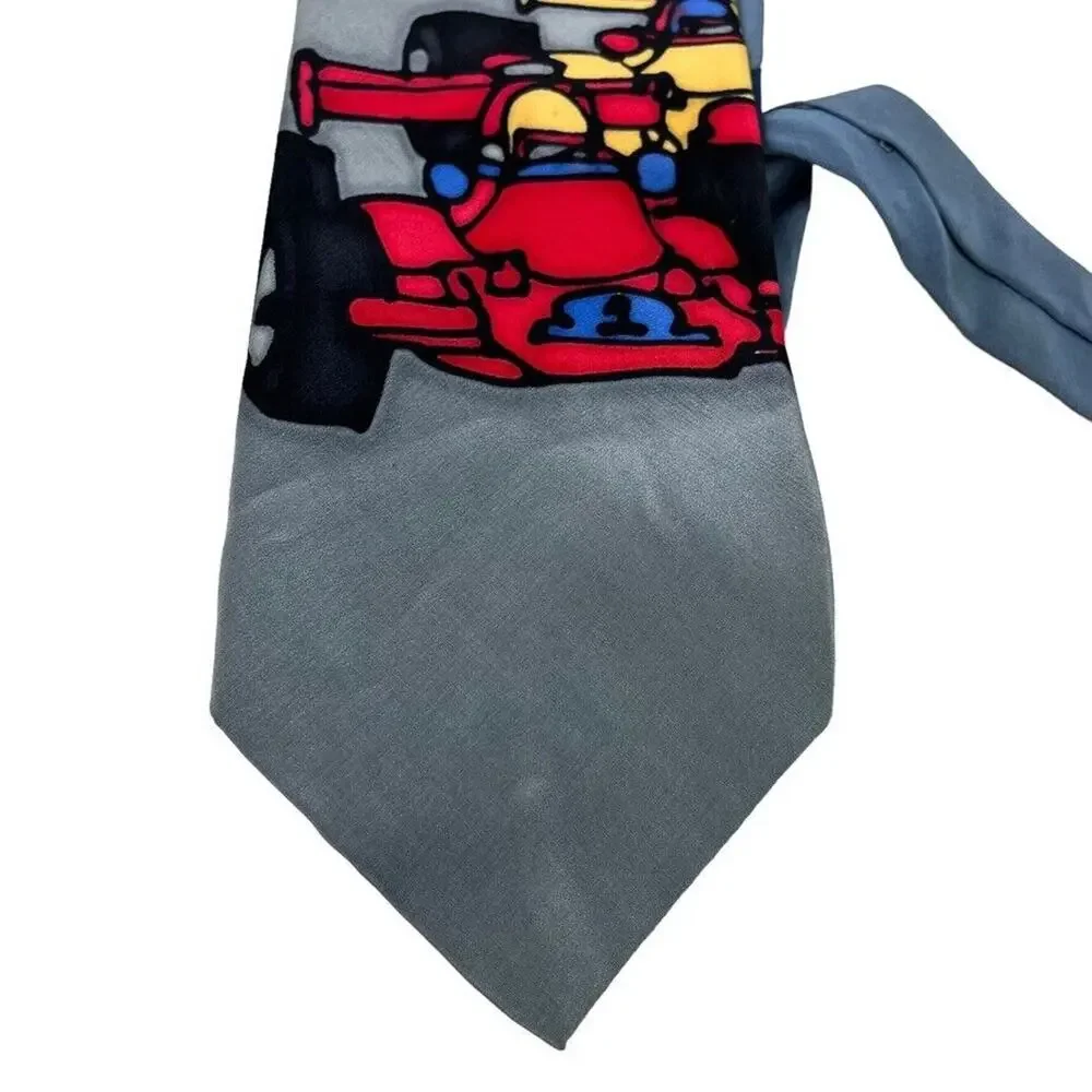 Robert Daskal Hand Painted Hand Sewn Signed Neck Tie Car Racing 100% Silk